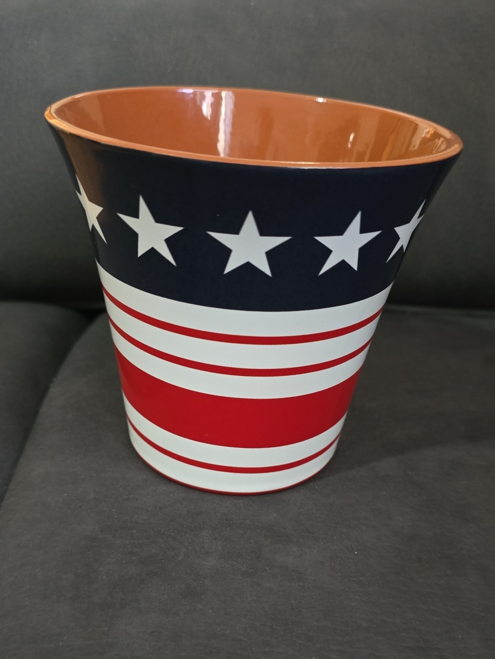 Patriotic Star & Stripe Ceramic Planter - Red, White & Blue